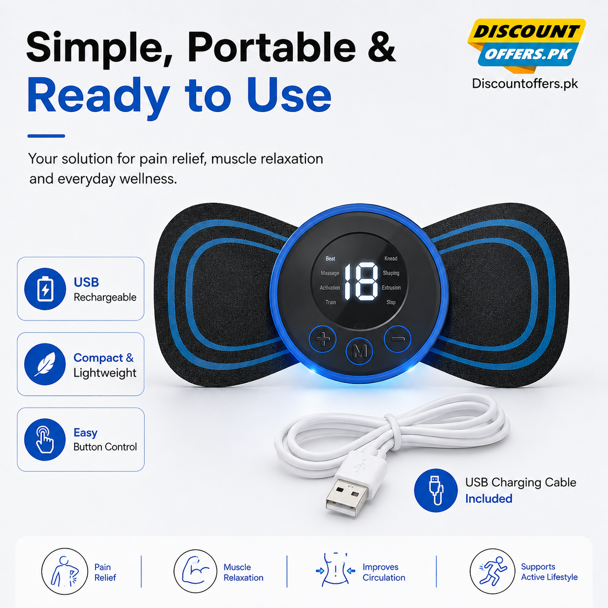 Portable EMS Mini Electric Neck Back Body Massager