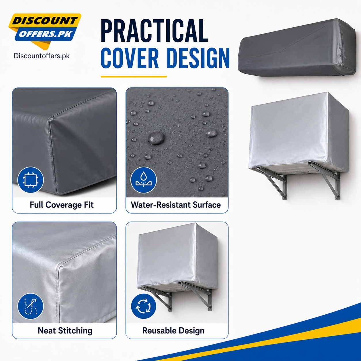 Waterproof Split AC Cover Set (Inner + Outer) – Universal Size for 1 Ton, 1.5 Ton and 2 Ton