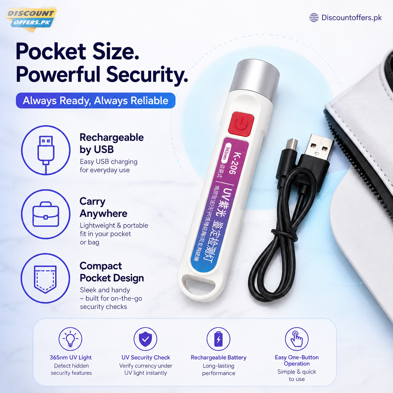 Rechargeable UV Money Detector Light – Fake Note Checker