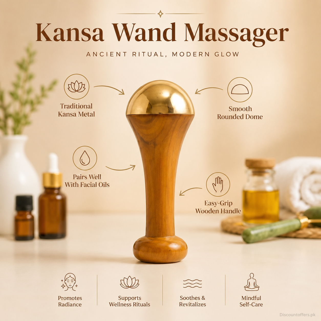 Premium Kansa Wand Massager for Face & Feet