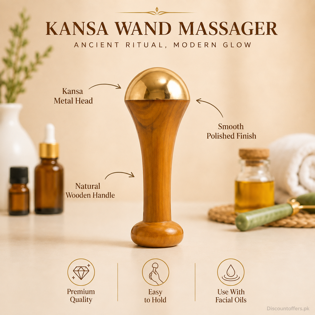 Premium Kansa Wand Massager for Face & Feet