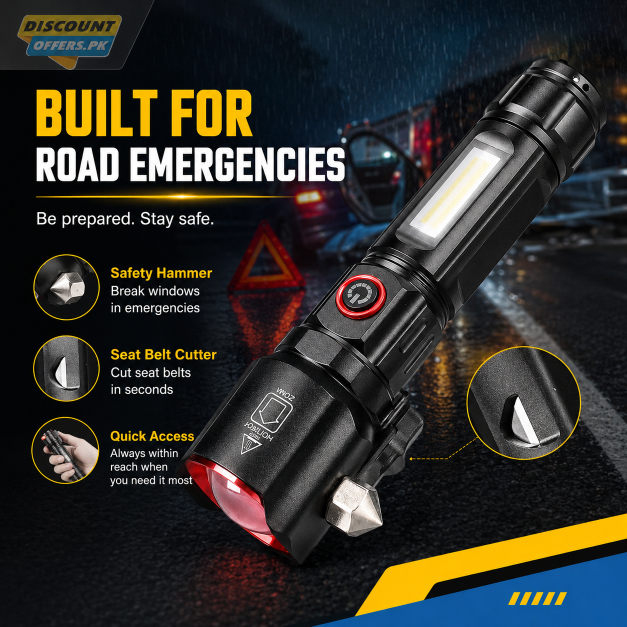 Super Bright Metal FlashLight Torch with adjustable focus Hammer and Mobile Power Bank