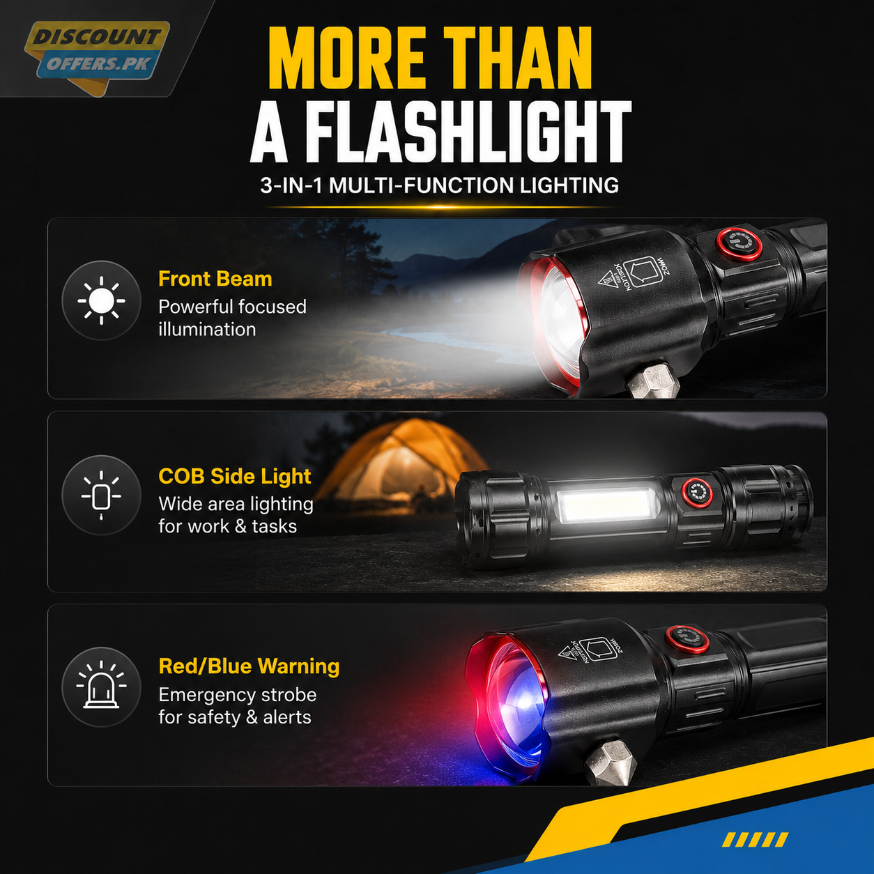 Super Bright Metal FlashLight Torch with adjustable focus Hammer and Mobile Power Bank