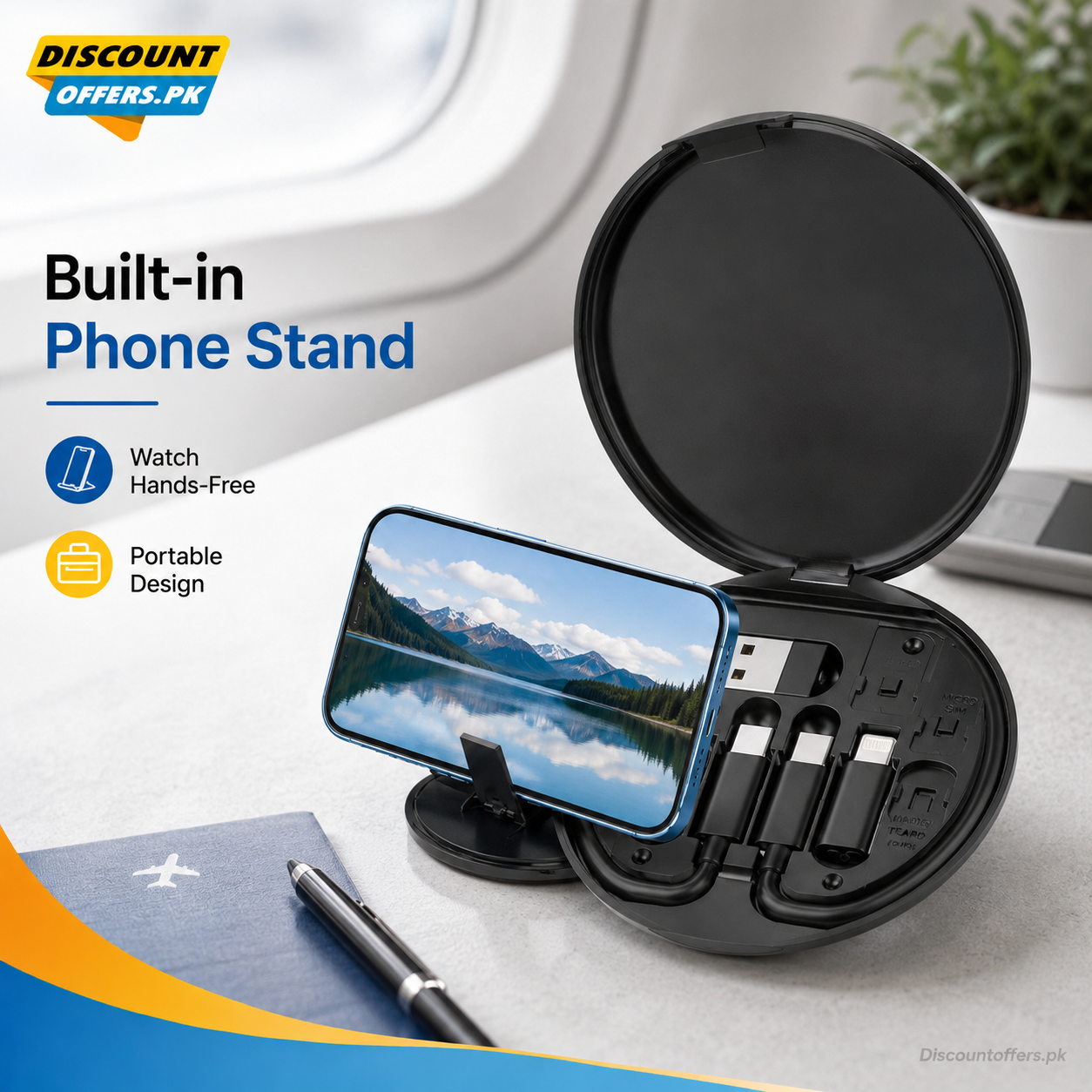 5 in 1 Portable Multifunctional 60W Charging Data Cable Set and Mobile Phone Holder Storage Box For All Devices