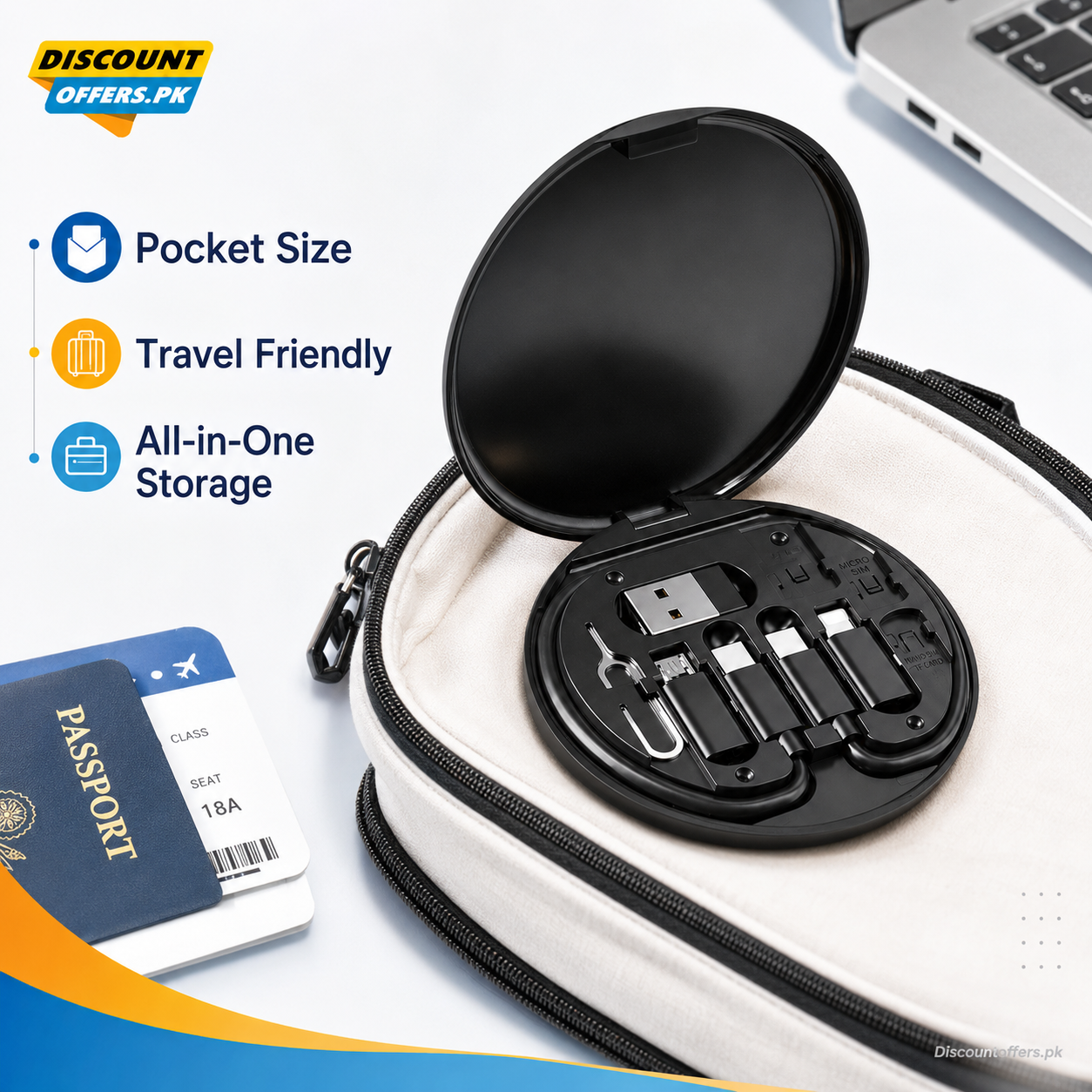 5 in 1 Portable Multifunctional 60W Charging Data Cable Set and Mobile Phone Holder Storage Box For All Devices