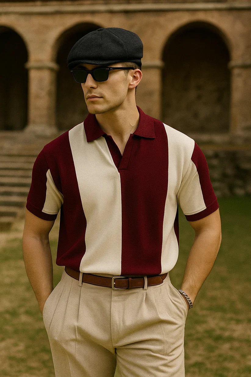 Vintage Riviera Polo – Maroon & White