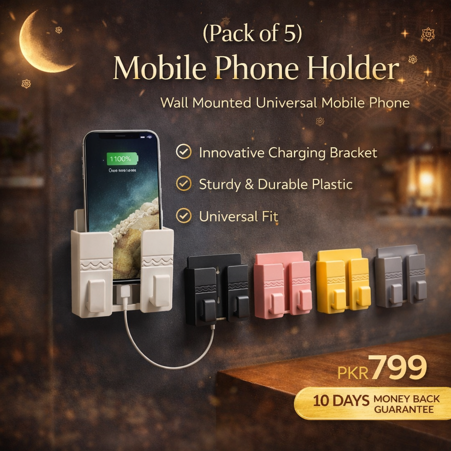 (Pack of 5) Wall Mounted Universal Mobile Phone Holder