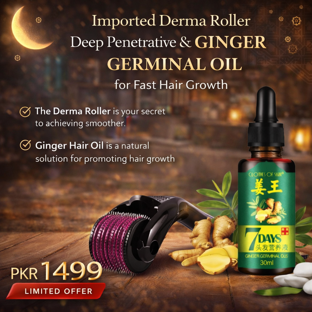 Imported Derma Roller Deep Penetrative & GINGER GERMINAL OIL for fast hair growth