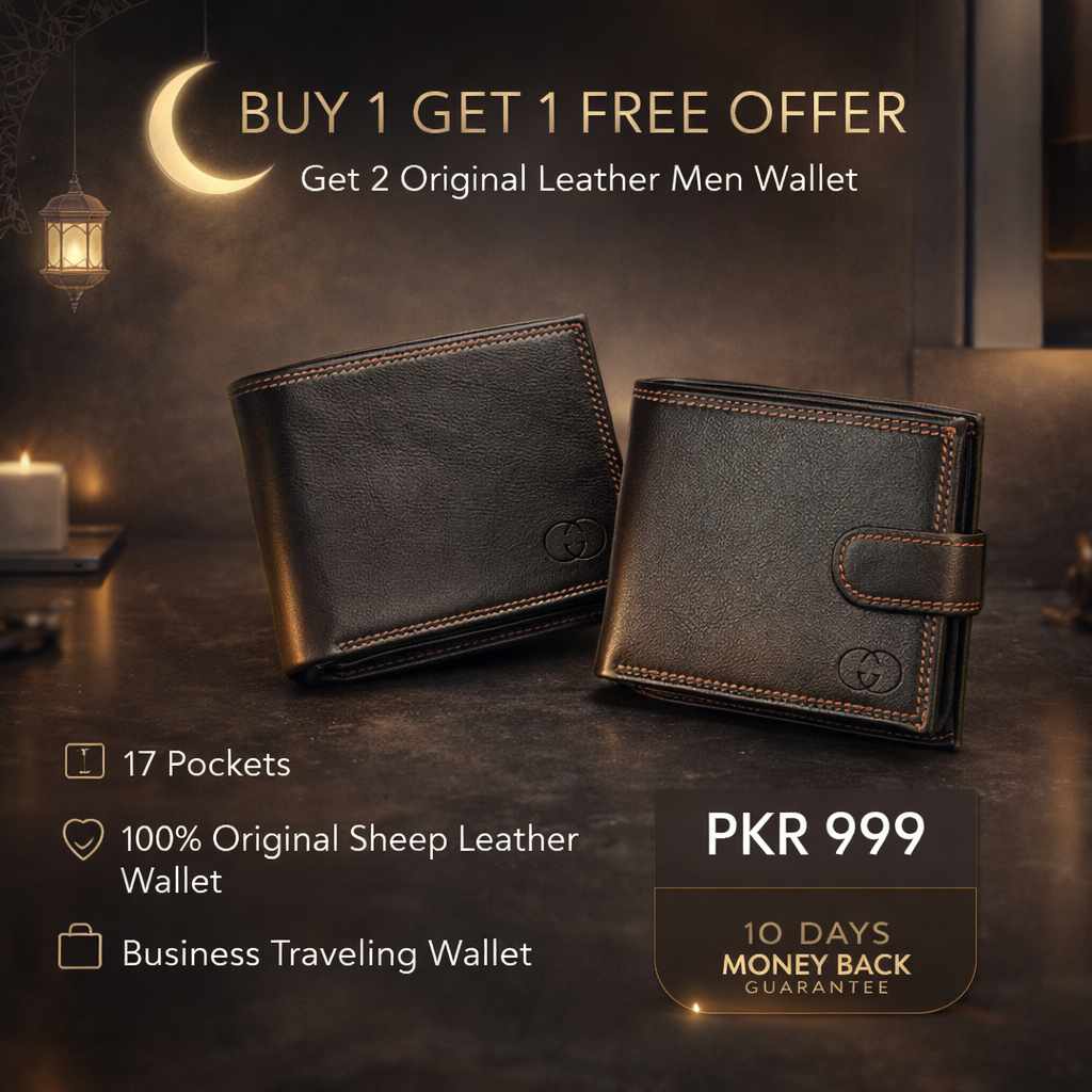 Buy 1 Get 1 Free Original Leather Men Wallet with 17 Pockets