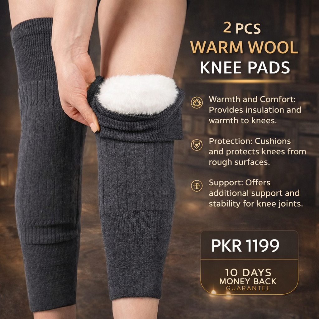 2 Pcs Warm Wool Knee Pads Super Elastic Knees Sleeves Support Protector