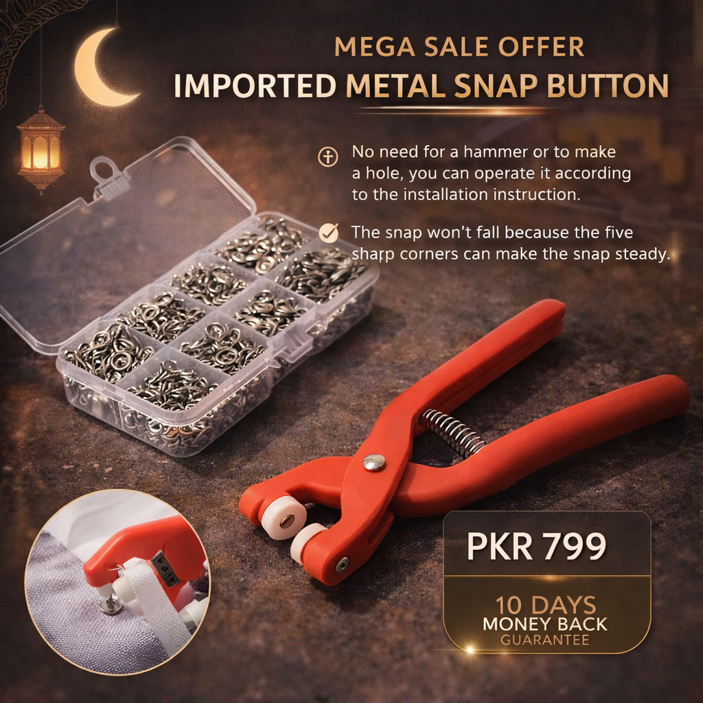Mega Sale Offer - Imported Metal Snap Button Set with Hand Pressure Plier Button Press Tool Rs 799