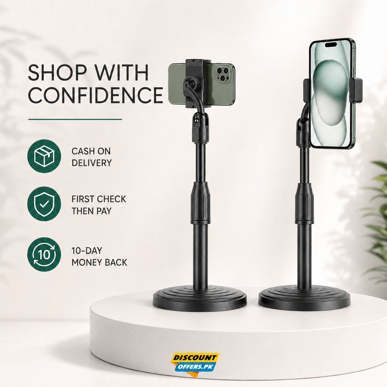 2 Pcs Height Adjustable Mobile Stand Holder