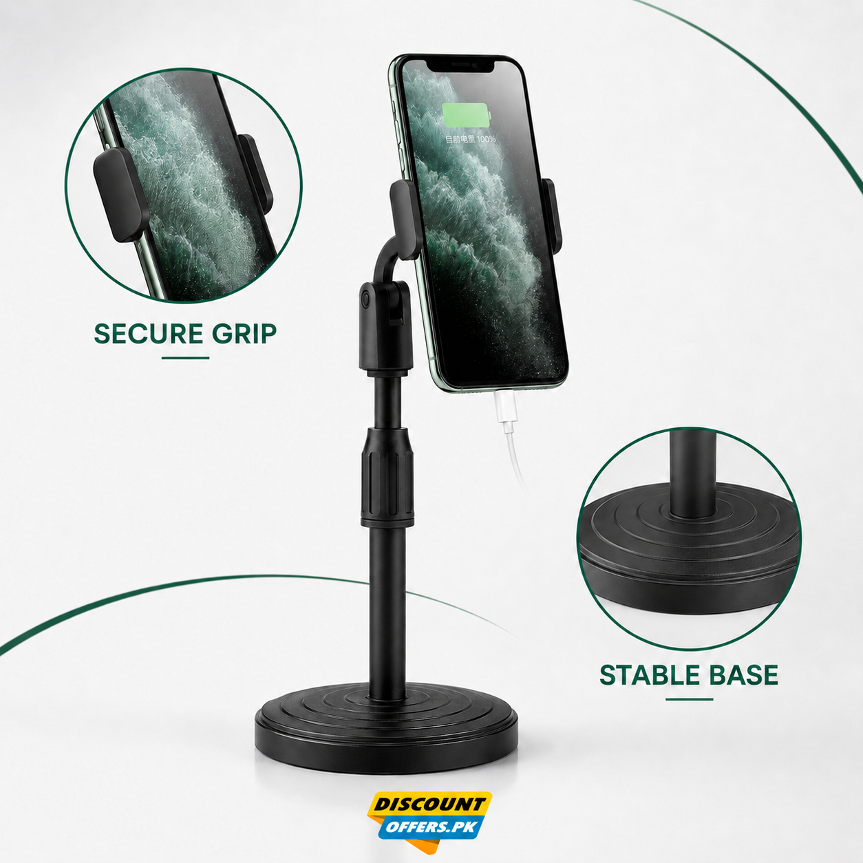 2 Pcs Height Adjustable Mobile Stand Holder