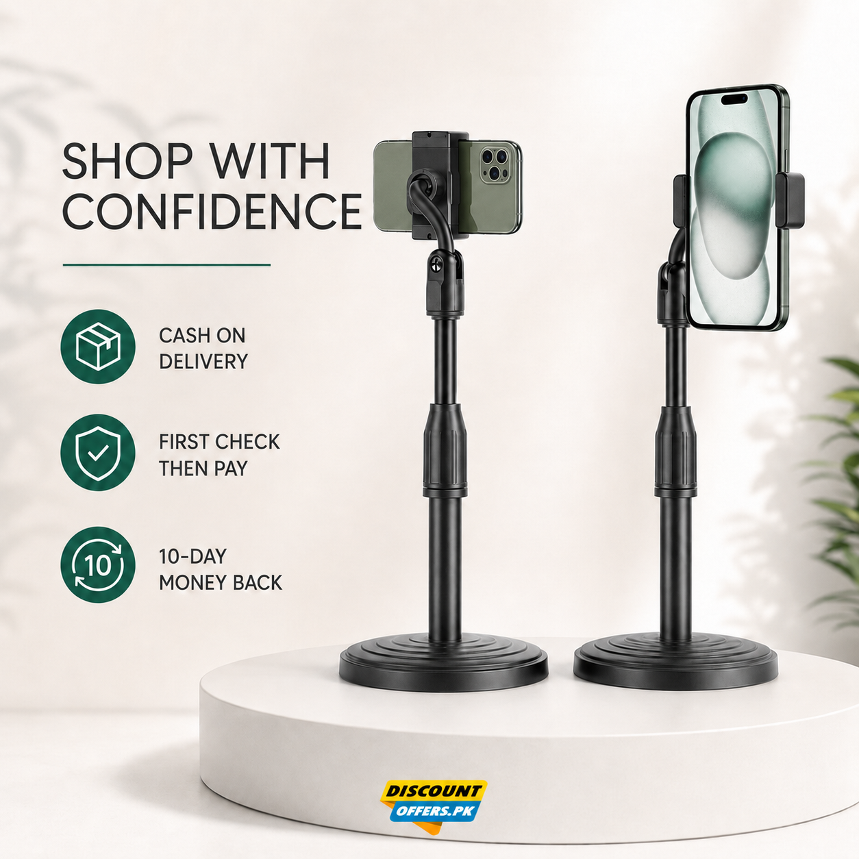 2 Pcs Height Adjustable Mobile Stand Holder