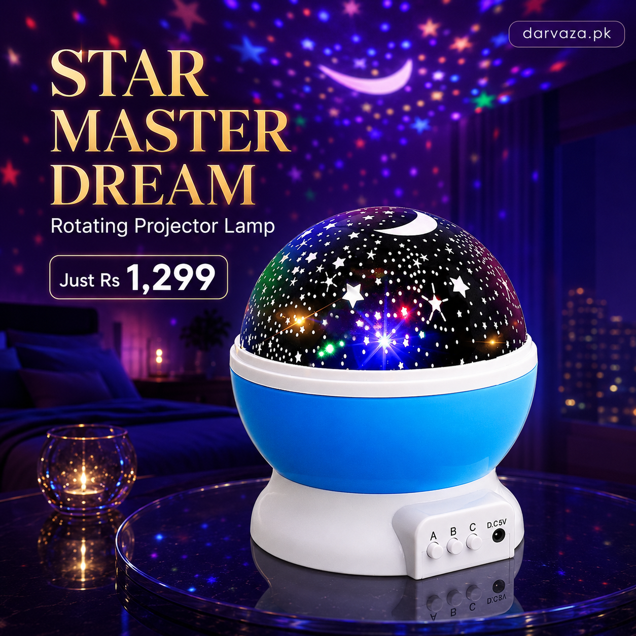 360 Degree Moon Night Light Lamp Projector With Colors And Usb Cable, Lamp For Kids Room Night Bulb