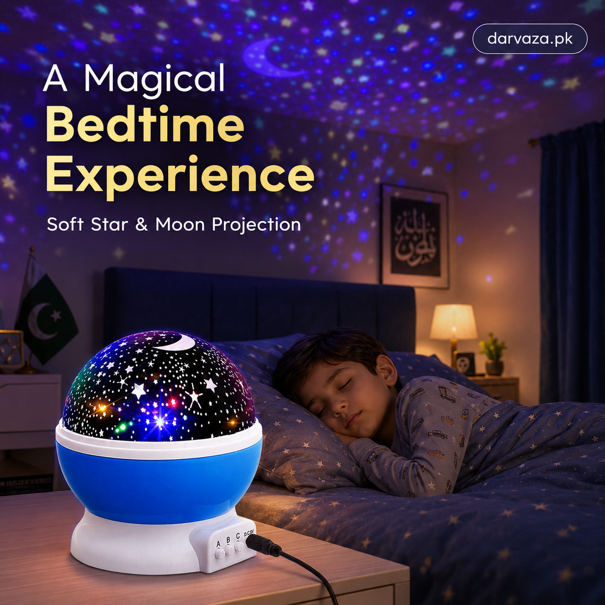 360 Degree Moon Night Light Lamp Projector With Colors And Usb Cable, Lamp For Kids Room Night Bulb