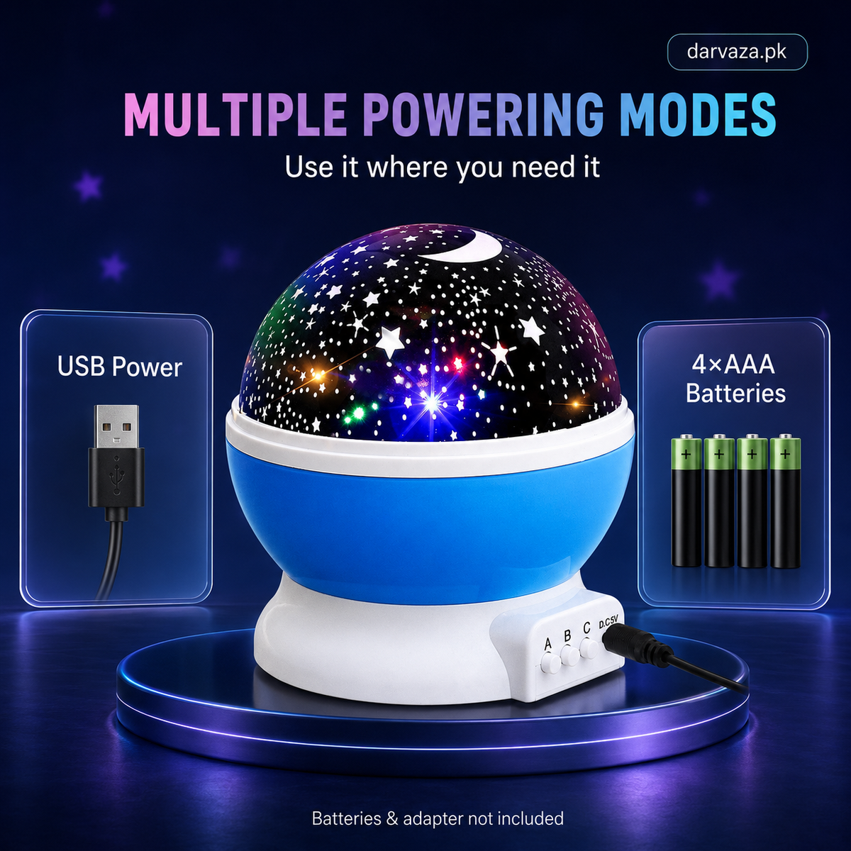 360 Degree Moon Night Light Lamp Projector With Colors And Usb Cable, Lamp For Kids Room Night Bulb