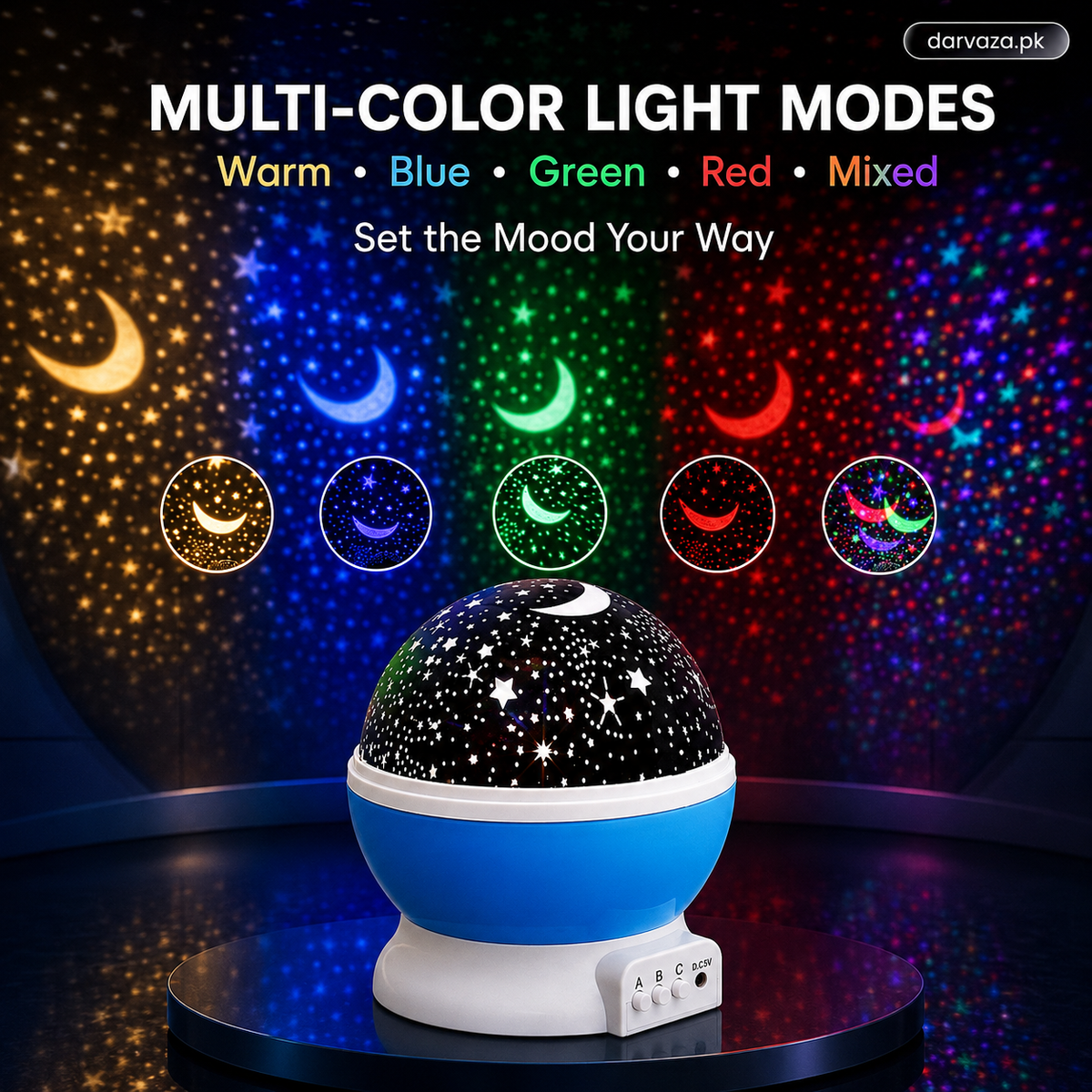 360 Degree Moon Night Light Lamp Projector With Colors And Usb Cable, Lamp For Kids Room Night Bulb