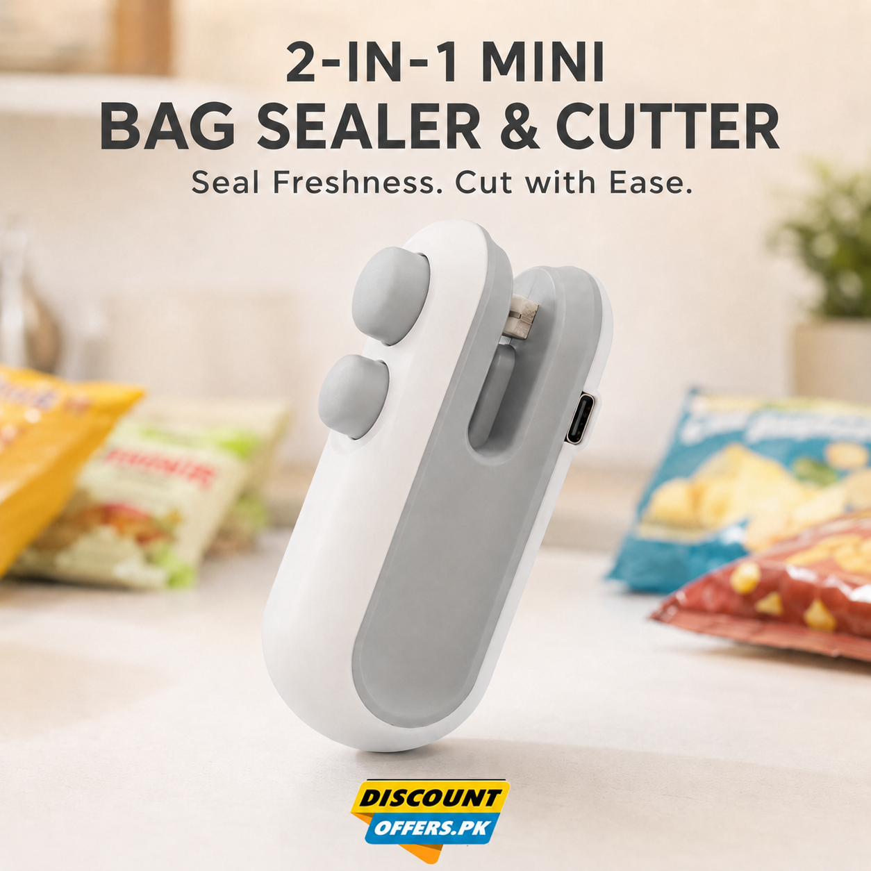 Rechargeable 2 in 1 Portable Mini Food Bag Heat Sealer And Cutter For Home and Outdoor Use