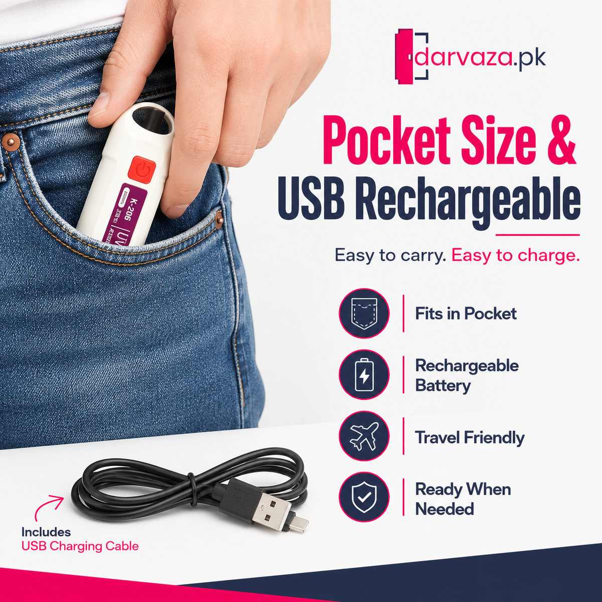 Rechargeable UV Money Detector Light – Fake Note Checker