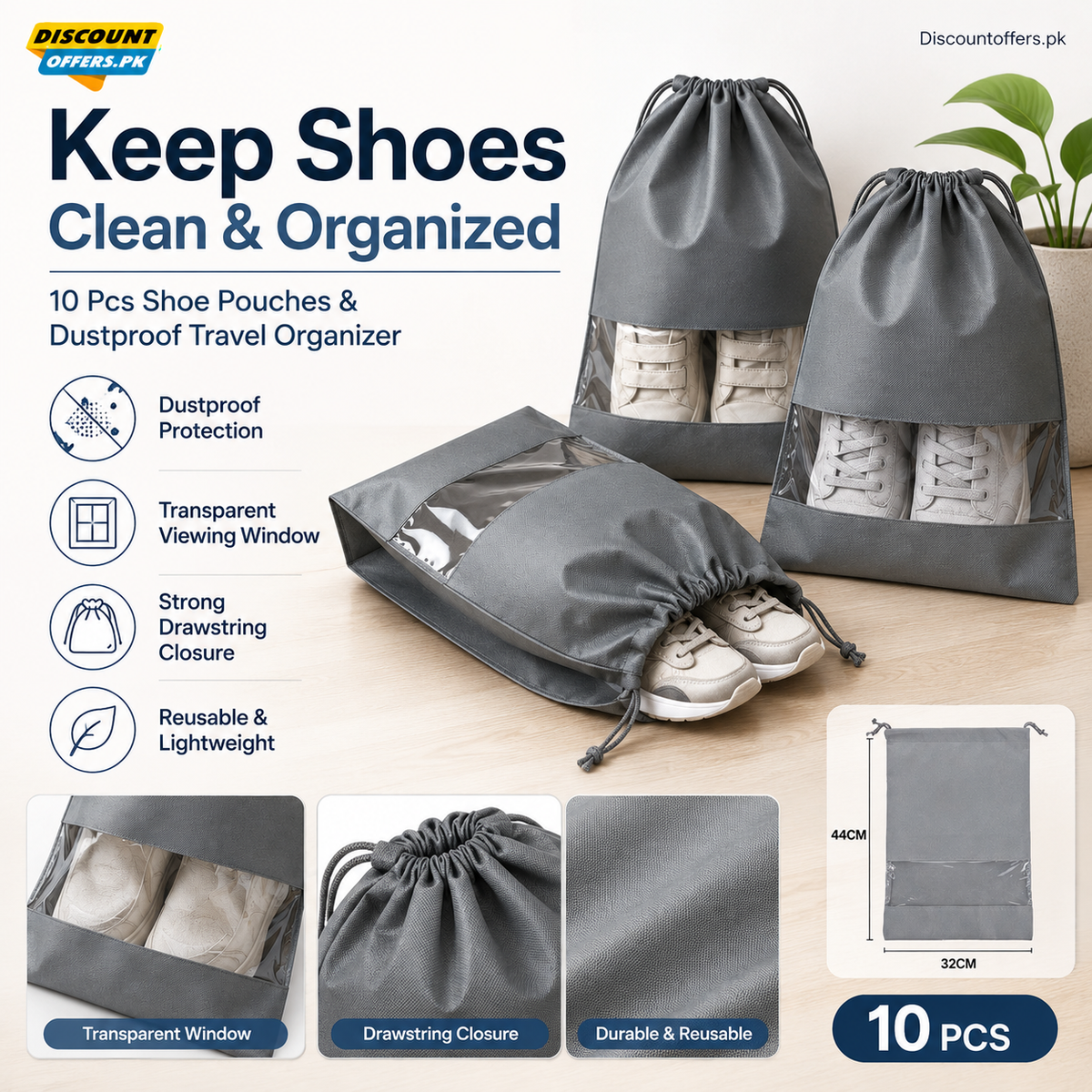 Mega Sale Offer - 10 Pcs Shoe Pouches & Dustproof Travel Organizer Rs 799