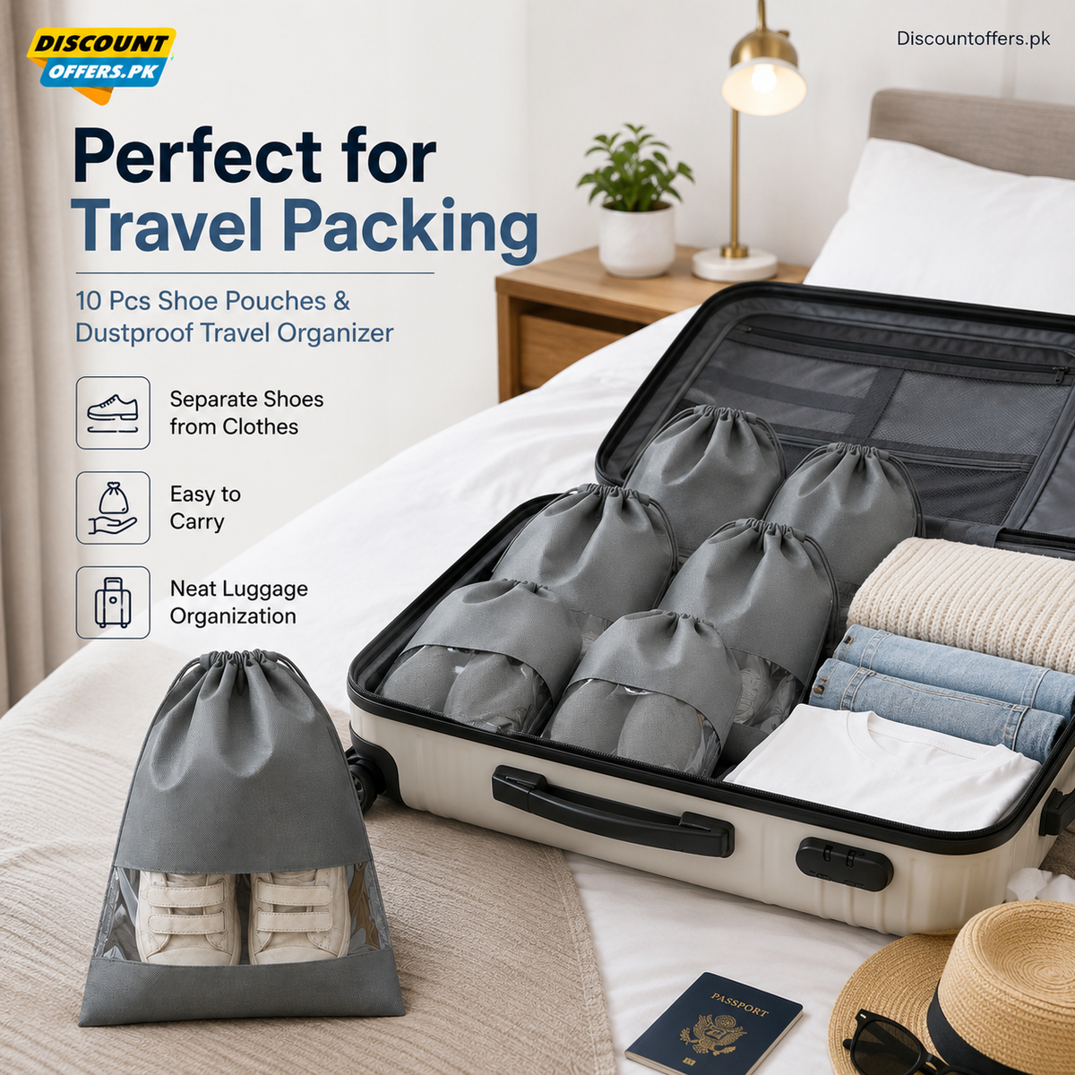 Mega Sale Offer - 10 Pcs Shoe Pouches & Dustproof Travel Organizer Rs 799