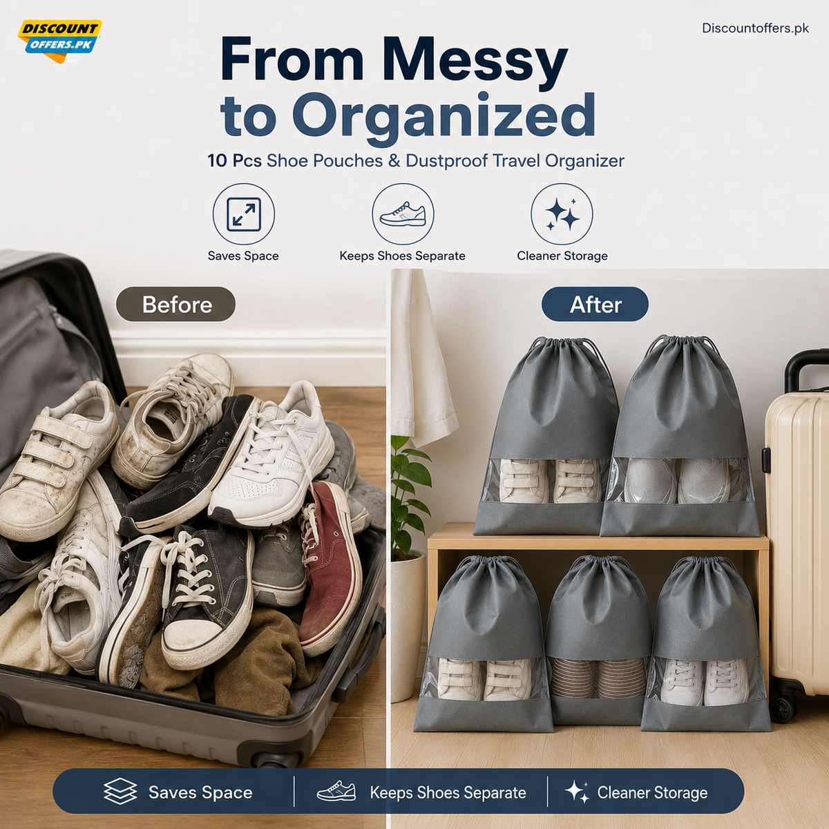 Mega Sale Offer - 10 Pcs Shoe Pouches & Dustproof Travel Organizer Rs 799
