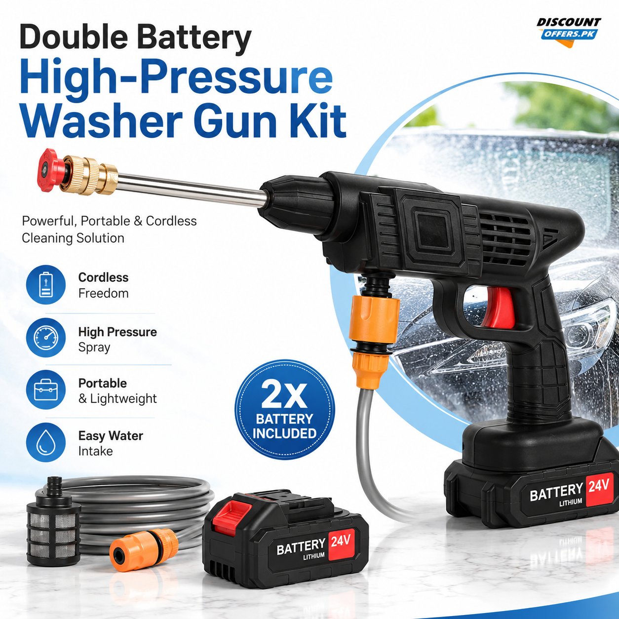 Double Battery High-Pressure Washer Gun Kit