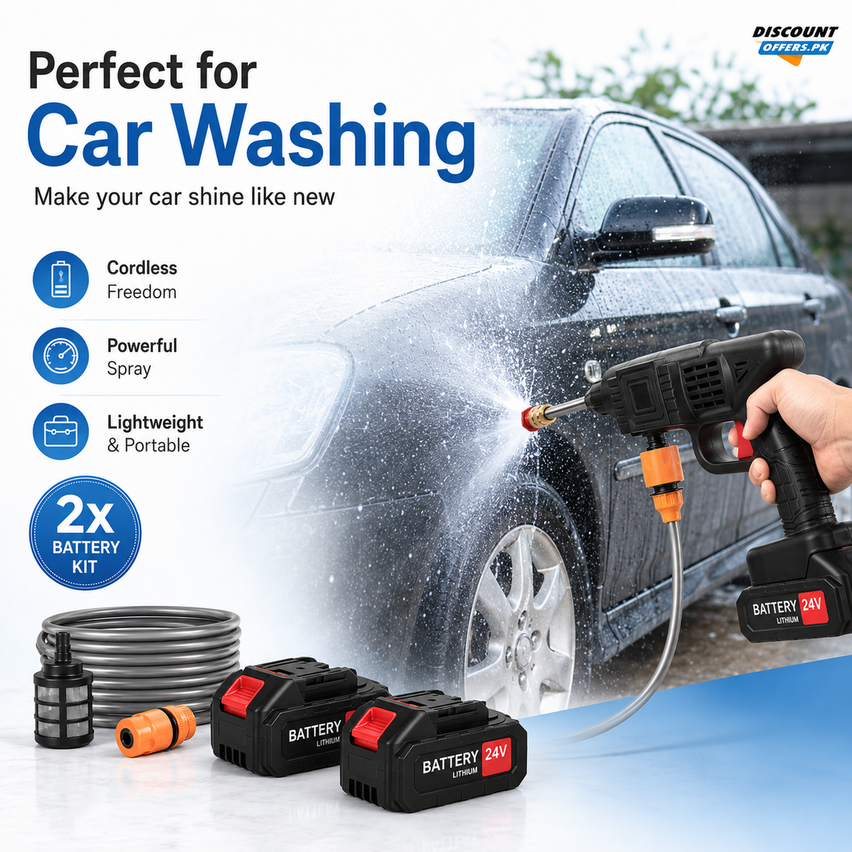 Double Battery High-Pressure Washer Gun Kit