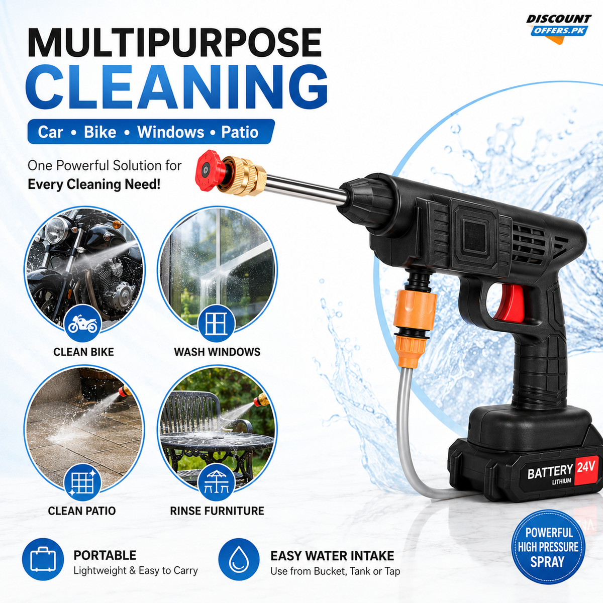 Double Battery High-Pressure Washer Gun Kit