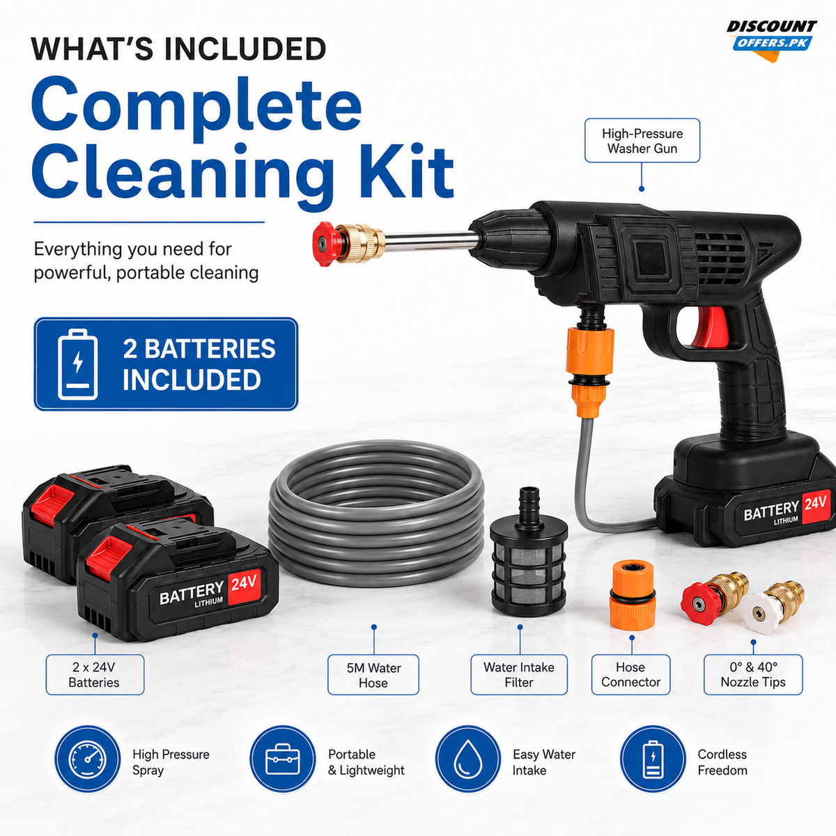 Double Battery High-Pressure Washer Gun Kit