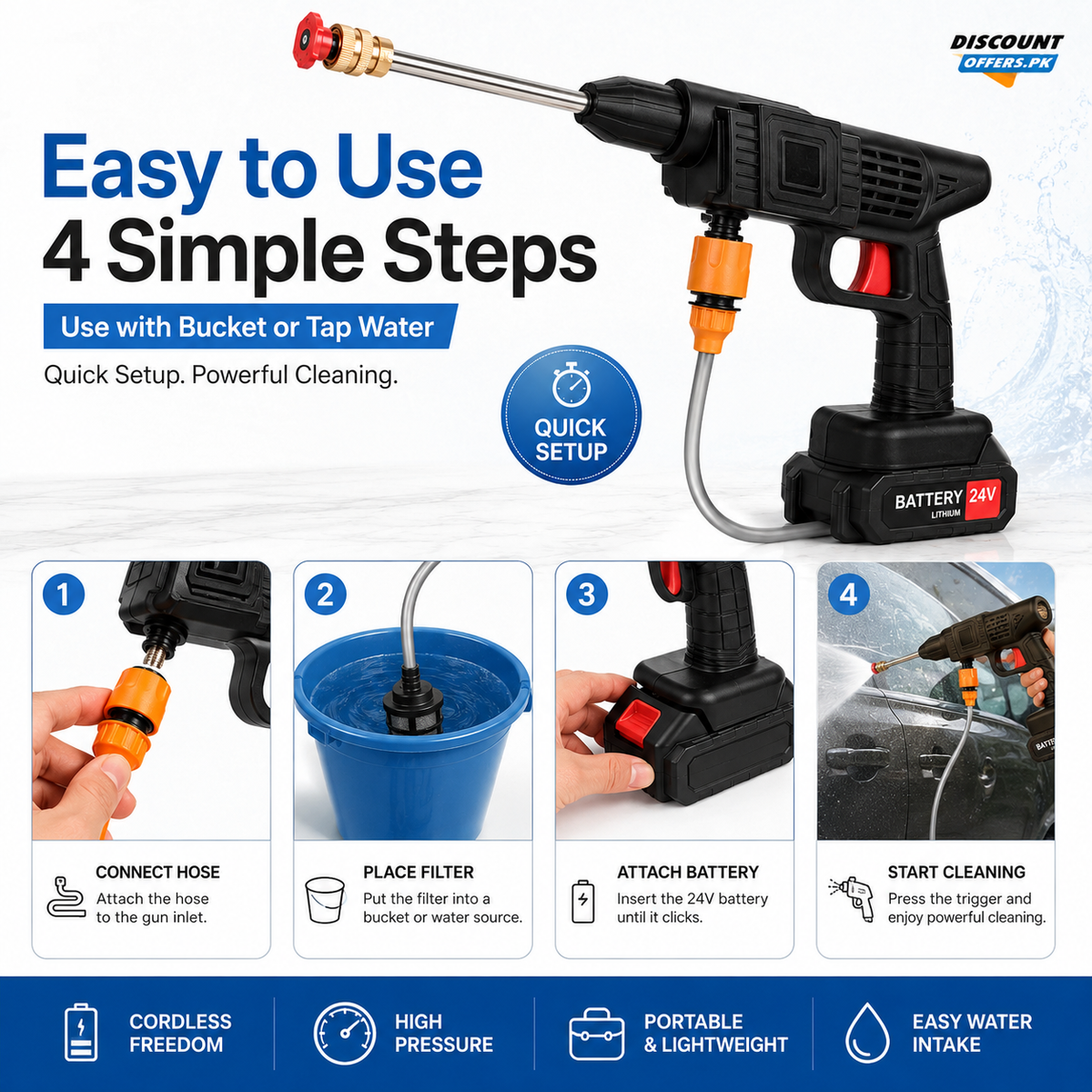 Double Battery High-Pressure Washer Gun Kit