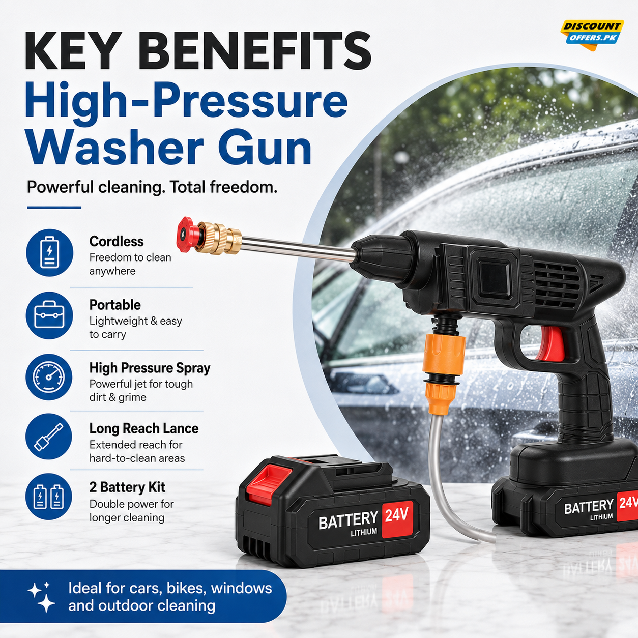 Double Battery High-Pressure Washer Gun Kit