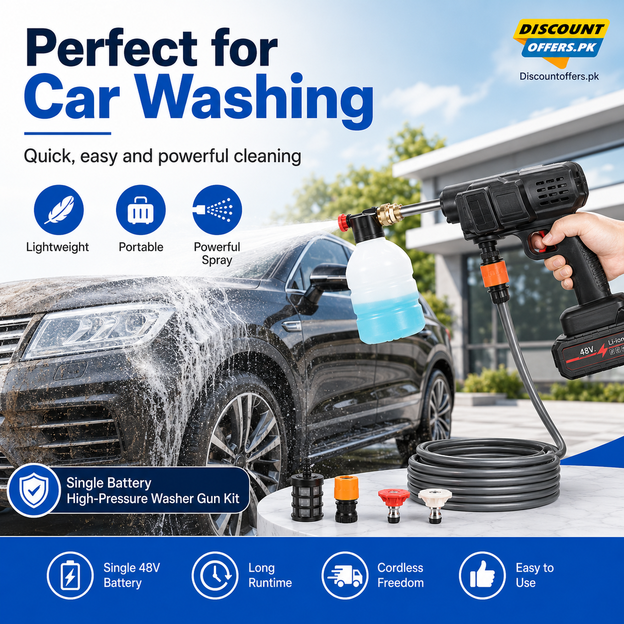 Single Battery High-Pressure Washer Gun Kit