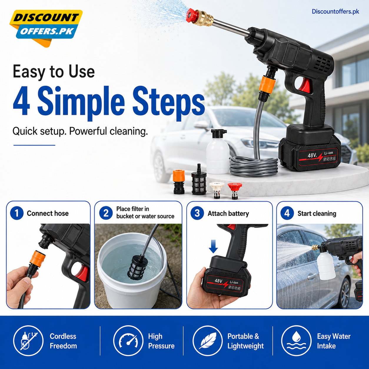 Single Battery High-Pressure Washer Gun Kit