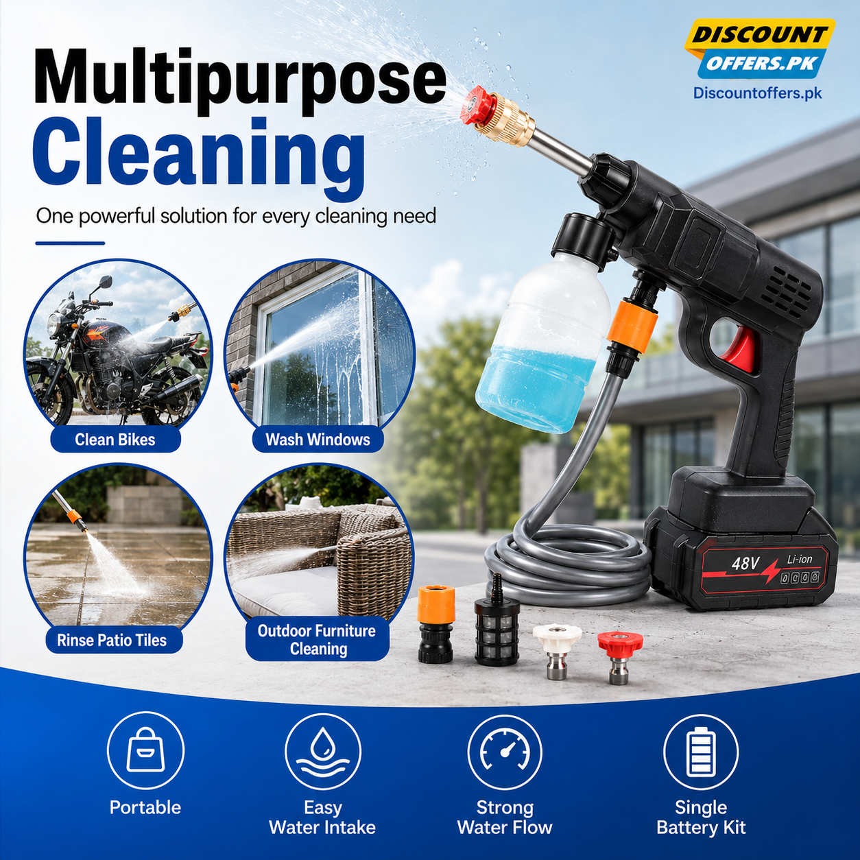 Single Battery High-Pressure Washer Gun Kit