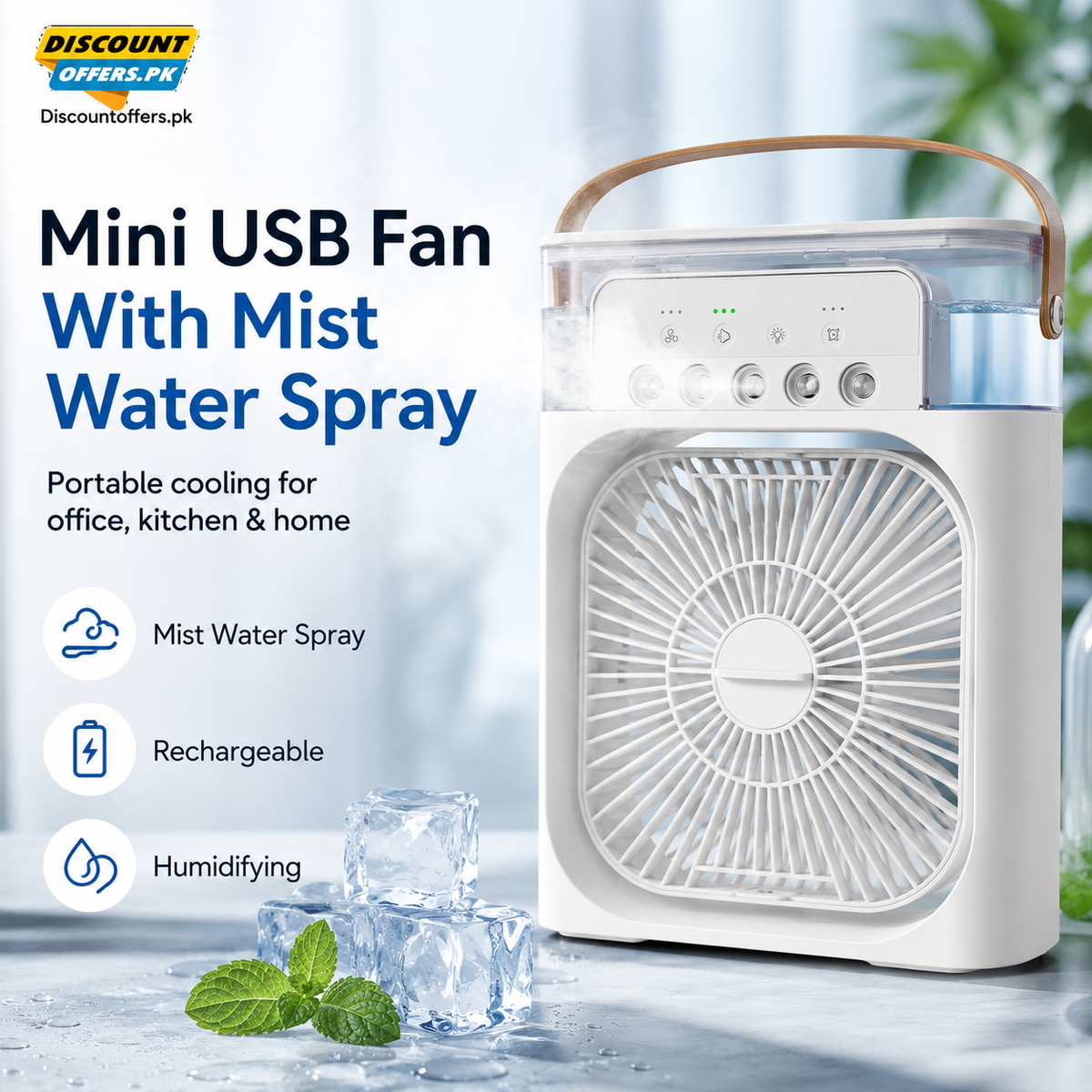 Mini USB Fan With Mist Water Spray Mini Cooler for Office Kitchen and Home