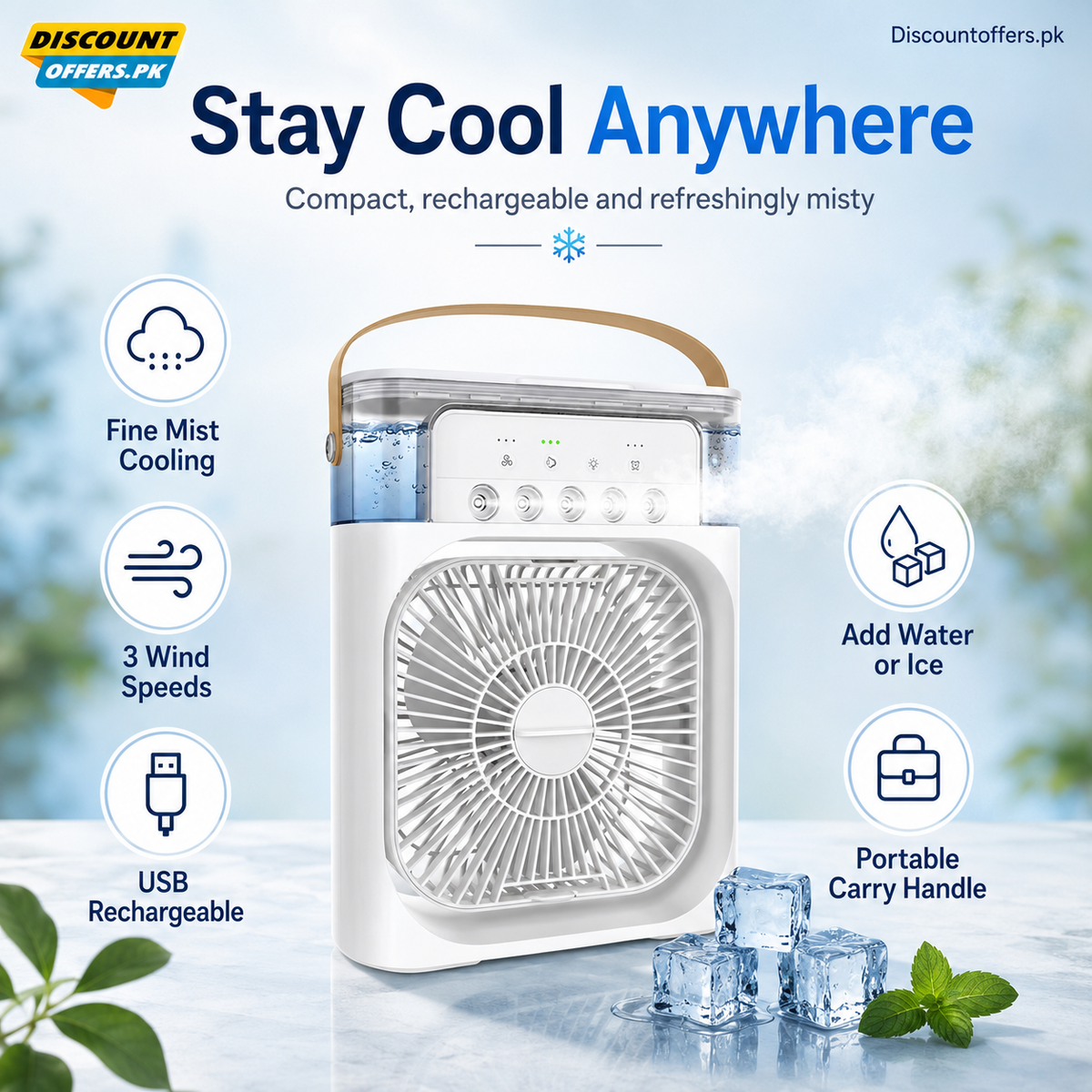 Mini USB Fan With Mist Water Spray Mini Cooler for Office Kitchen and Home