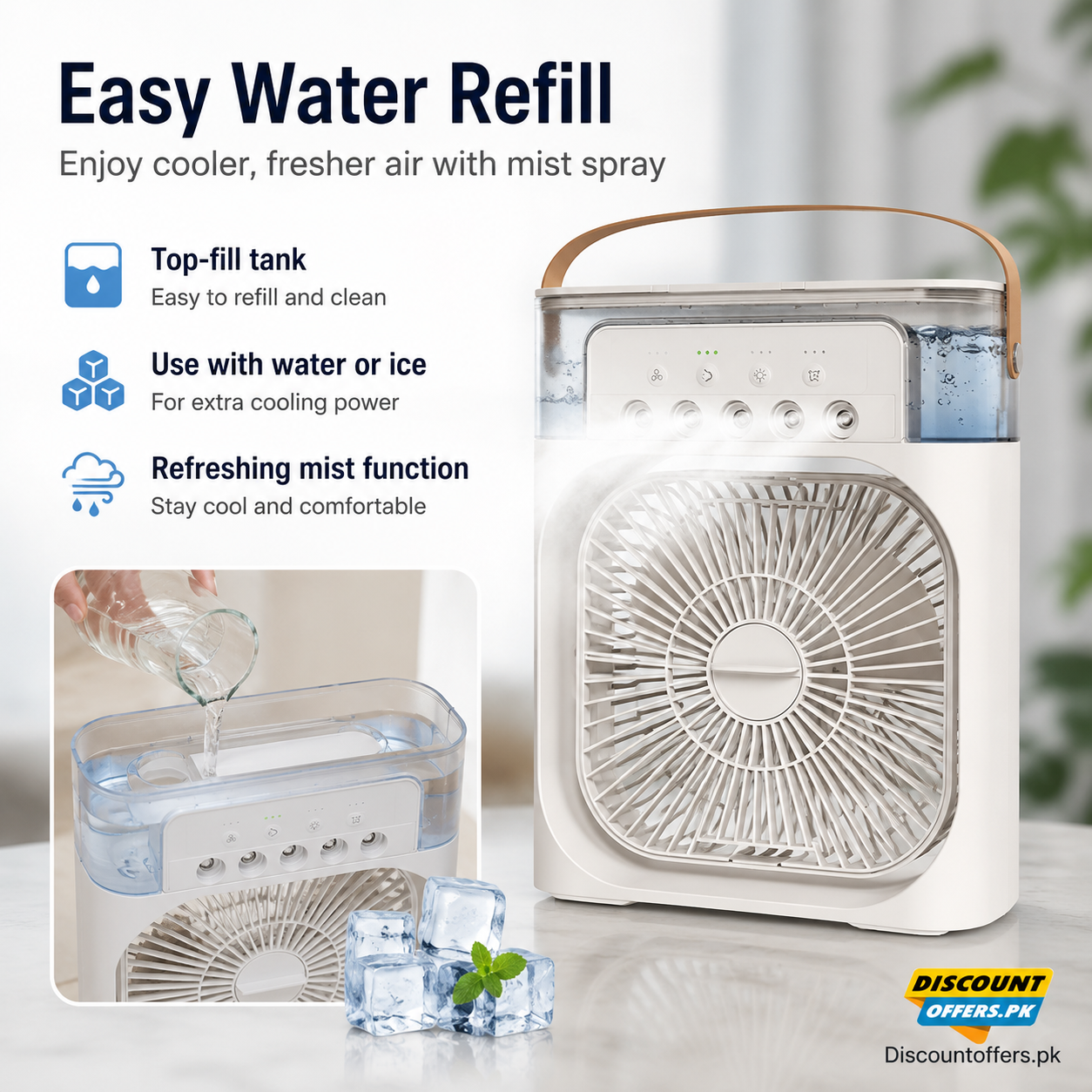 Mini USB Fan With Mist Water Spray Mini Cooler for Office Kitchen and Home
