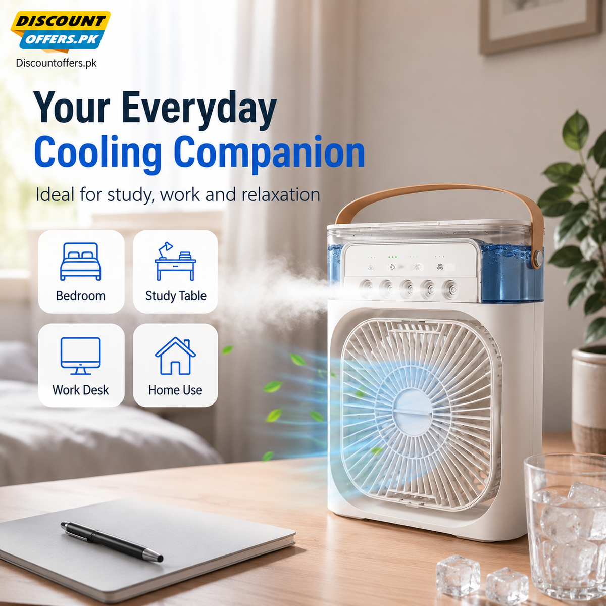 Mini USB Fan With Mist Water Spray Mini Cooler for Office Kitchen and Home