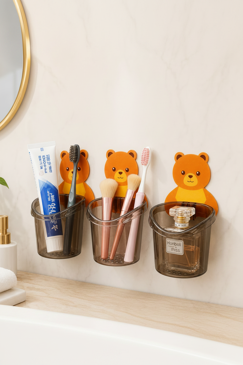Pack of 3 Wall Mounted Bear Holder – Cute & Durable Organizer