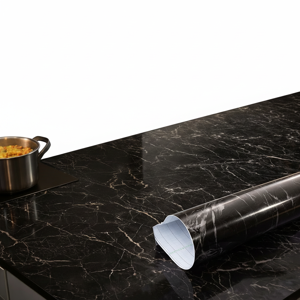 Black Wall Paper Waterproof Heat Resistant Self Adhesive Anti Oil Kitchen Wallpaper Marble Sheet