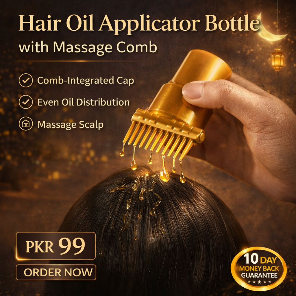 Hair Oil Applicator Bottle with Massage Comb
