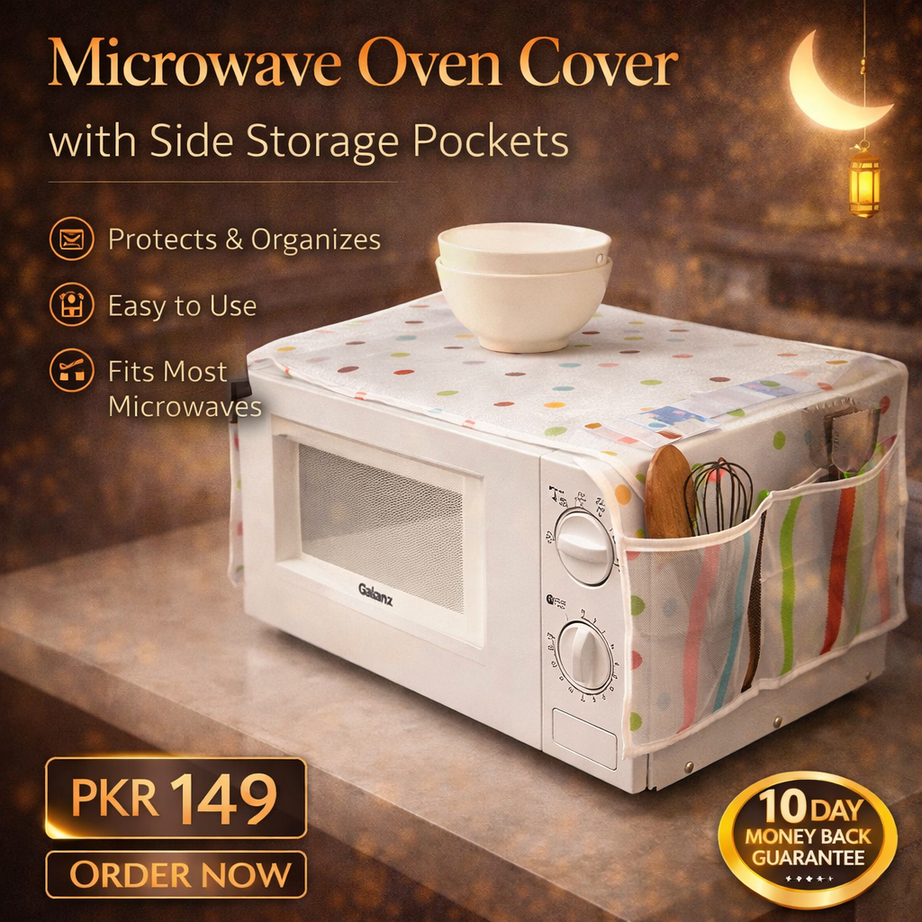 Microwave Oven Cover with Side Storage Pockets