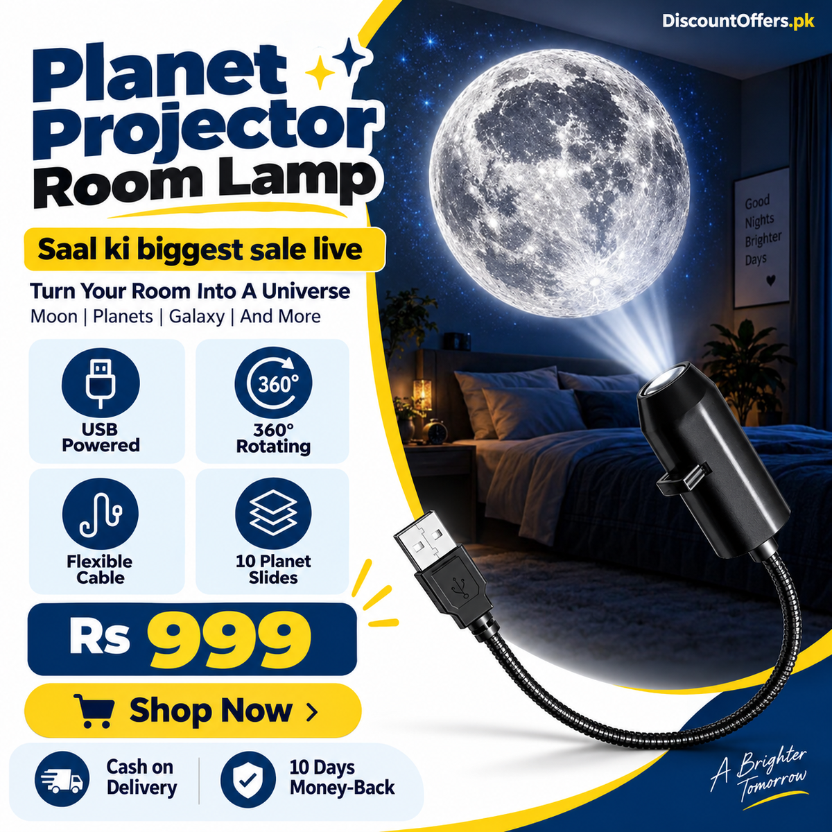 USB Planet Projector Star Night Light