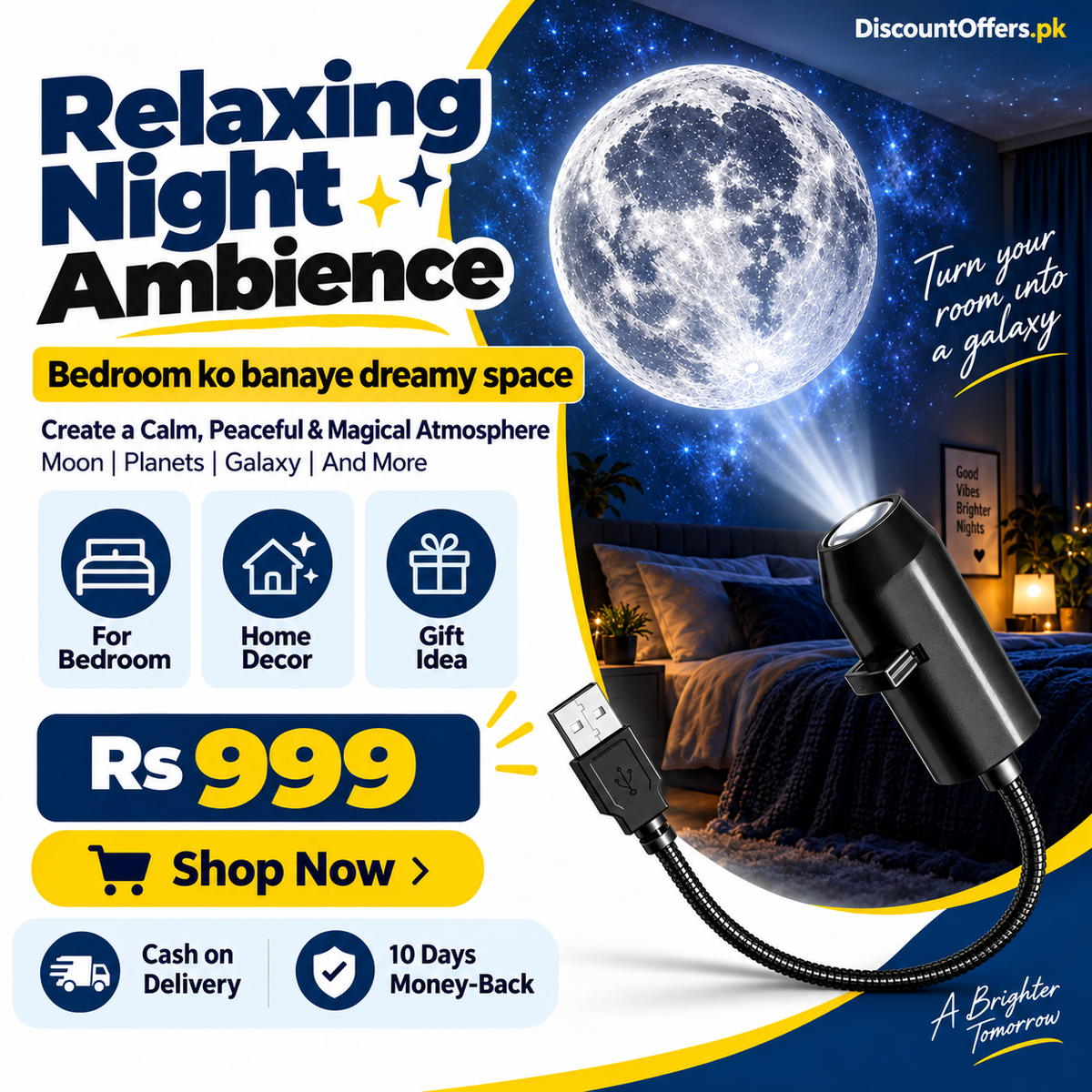 USB Planet Projector Star Night Light