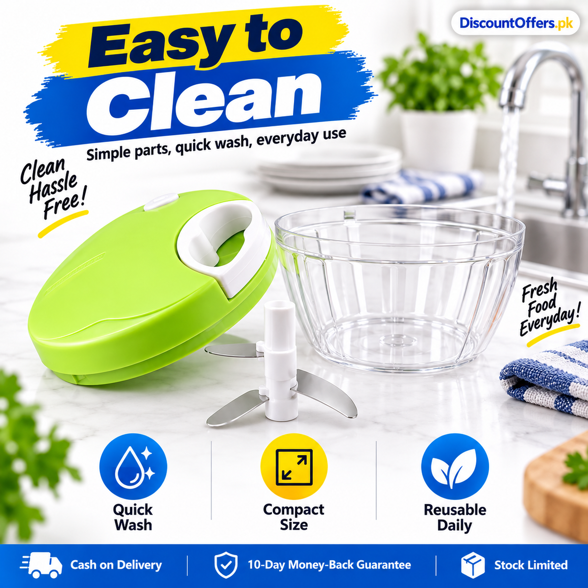 3 Blade Multi-Functional Manual Food & Spin Cutter