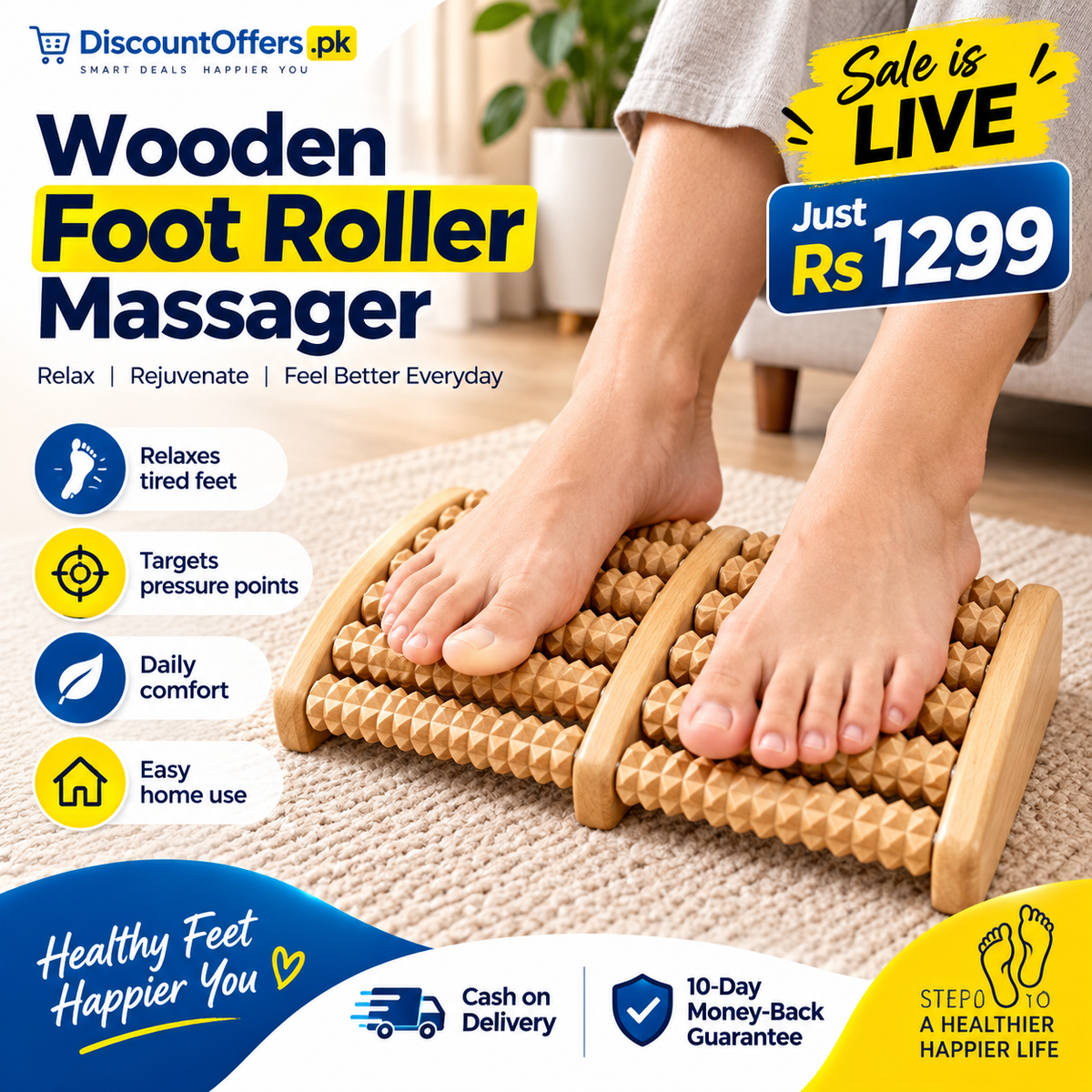 Wooden Foot Roller Massager