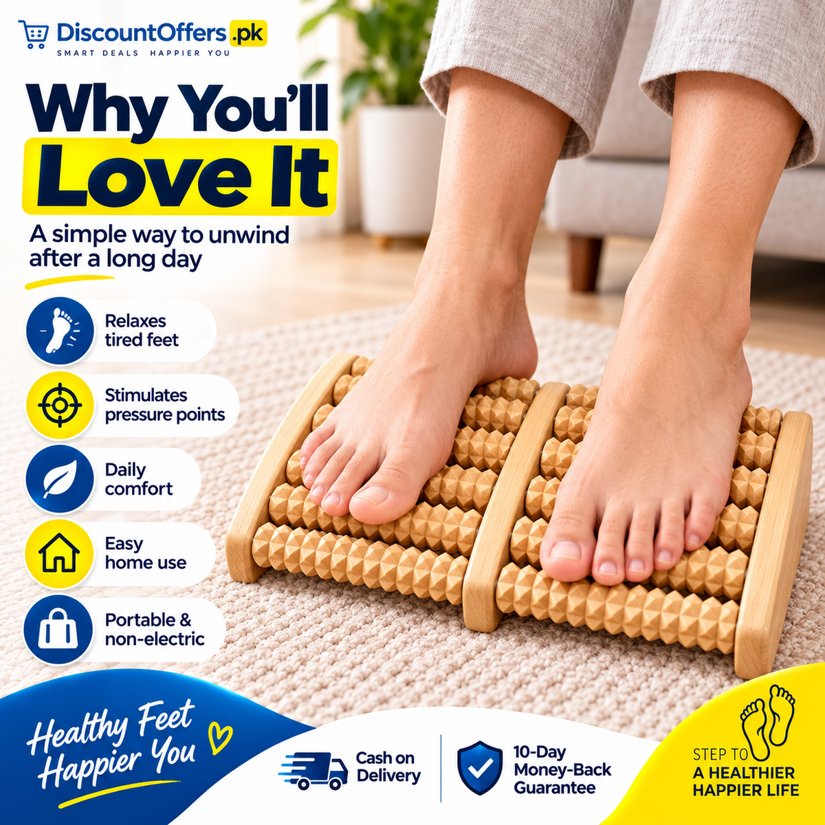Wooden Foot Roller Massager