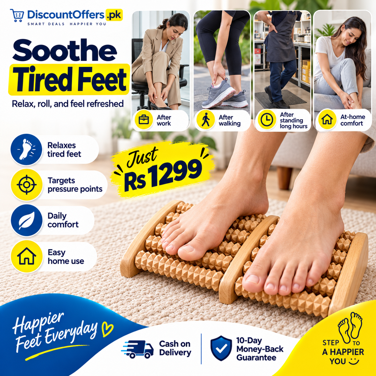 Wooden Foot Roller Massager